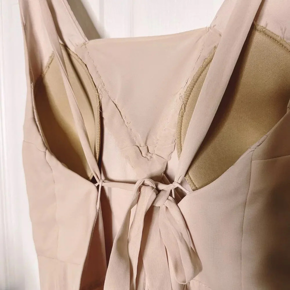 BIRDY GREY Sz S Light Pink Maxi Dress Tie Back Bridesmaid Dress - Picture 3 of 8